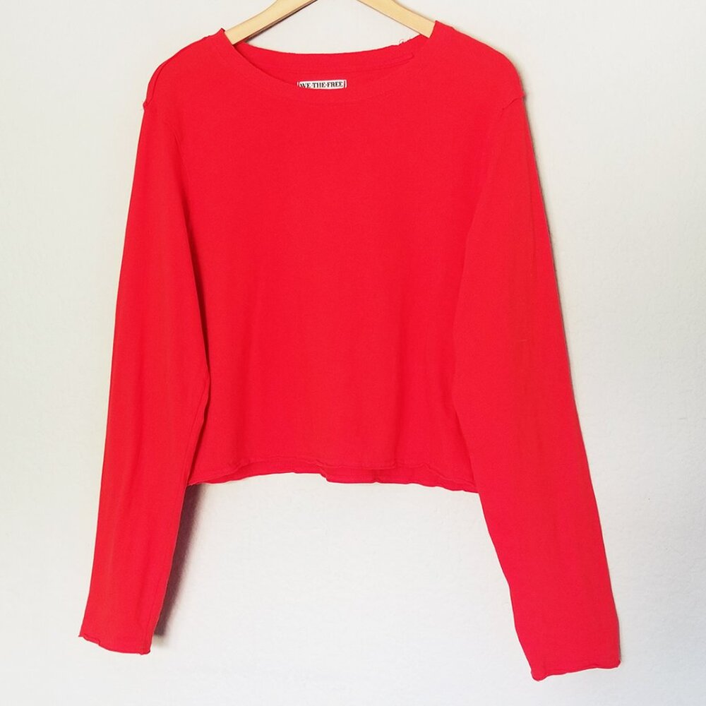 We The Free Red Cropped Long Sleeve Tee - Picture 4 of 15